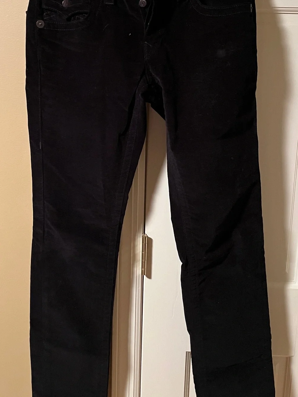 True Religion Men Slim Jeans in Black with Signature Flap Pocket